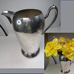Water Pitcher Silver Plated by Academy w Daffodil Flowers FOOD SAFE